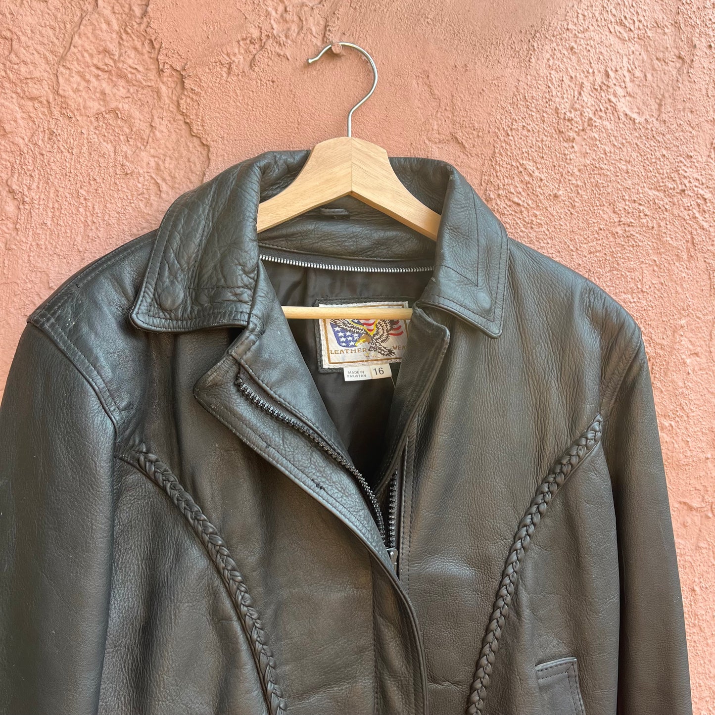 leather braided tassled jacket
