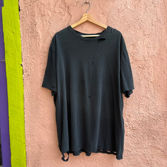 thrashed big black t shirt