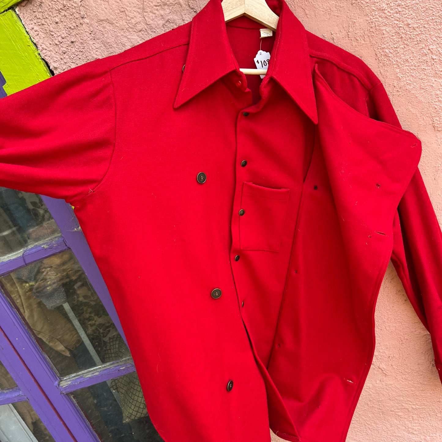 thick wool made in usa red shacket