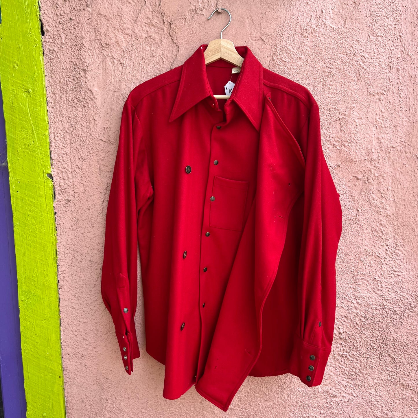 thick wool made in usa red shacket
