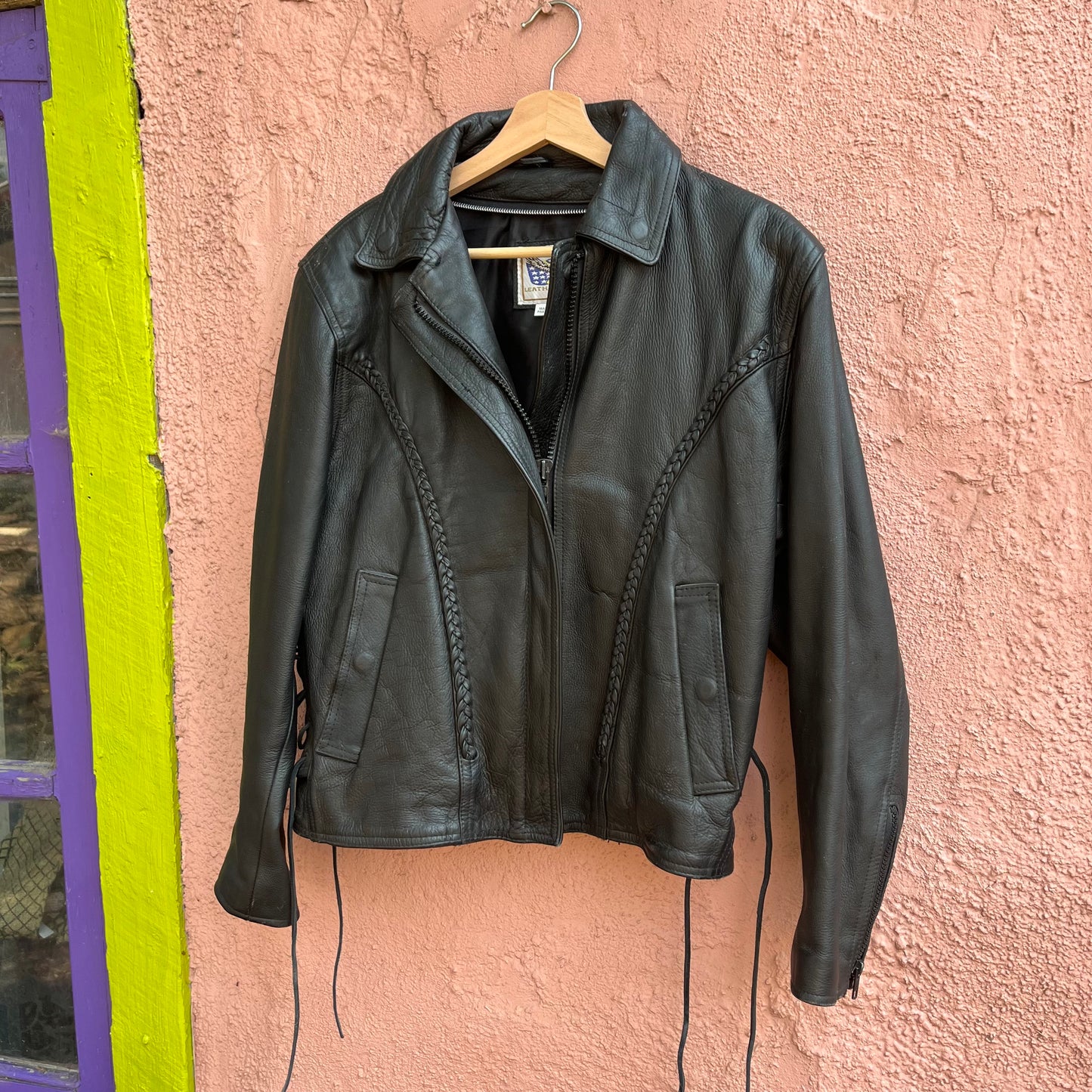 leather braided tassled jacket