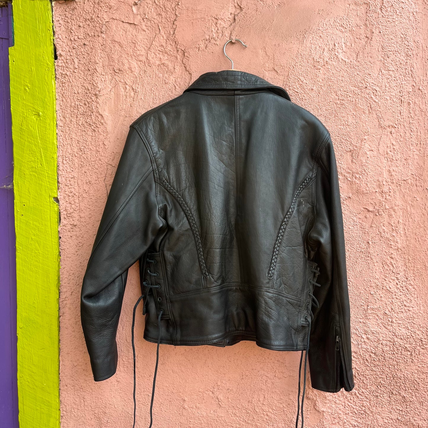 leather braided tassled jacket