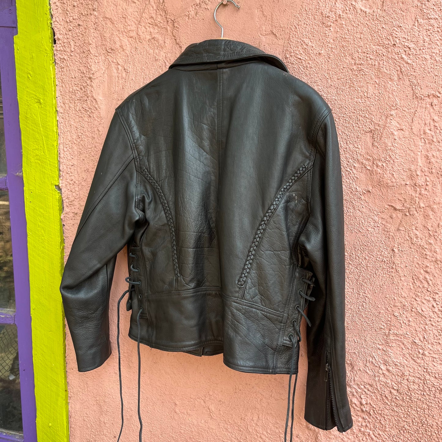leather braided tassled jacket