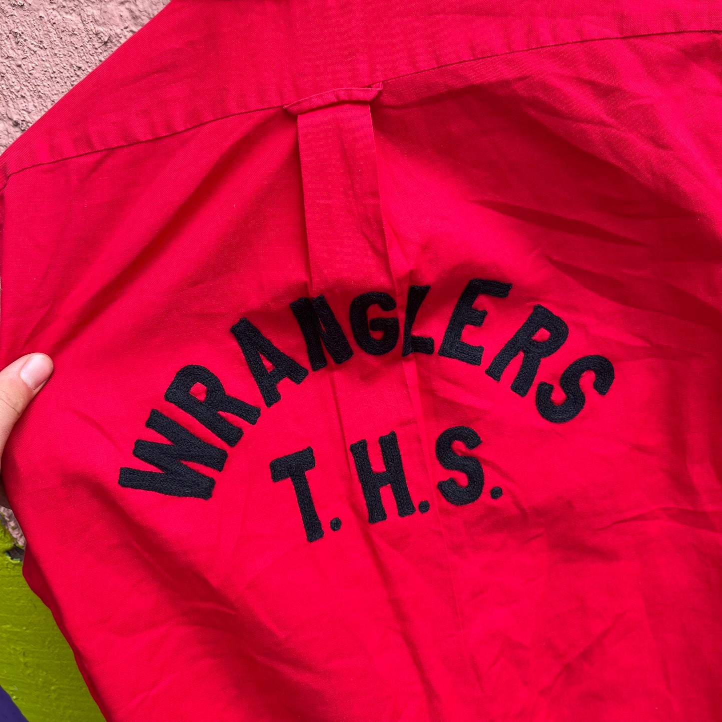 chain stitched "ths wranglers" button up
