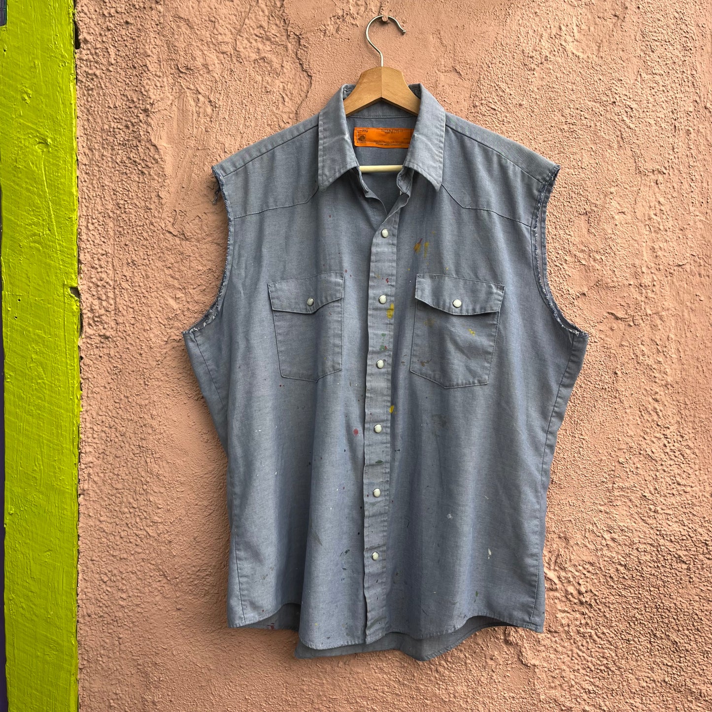 cut off red kap work shirt