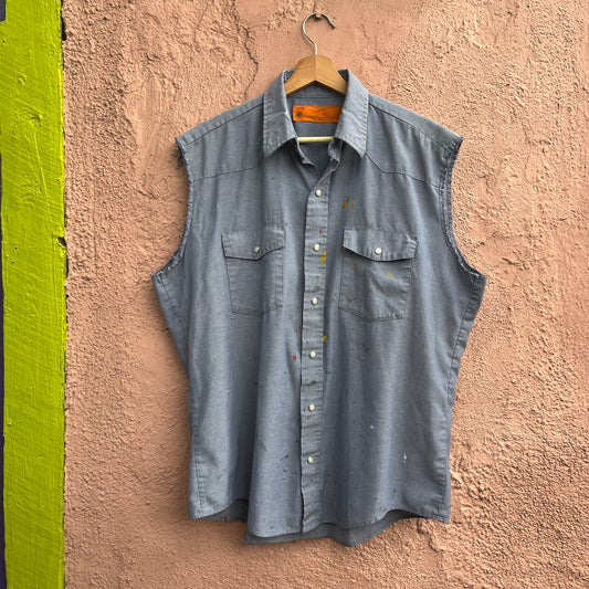 cut off red kap work shirt