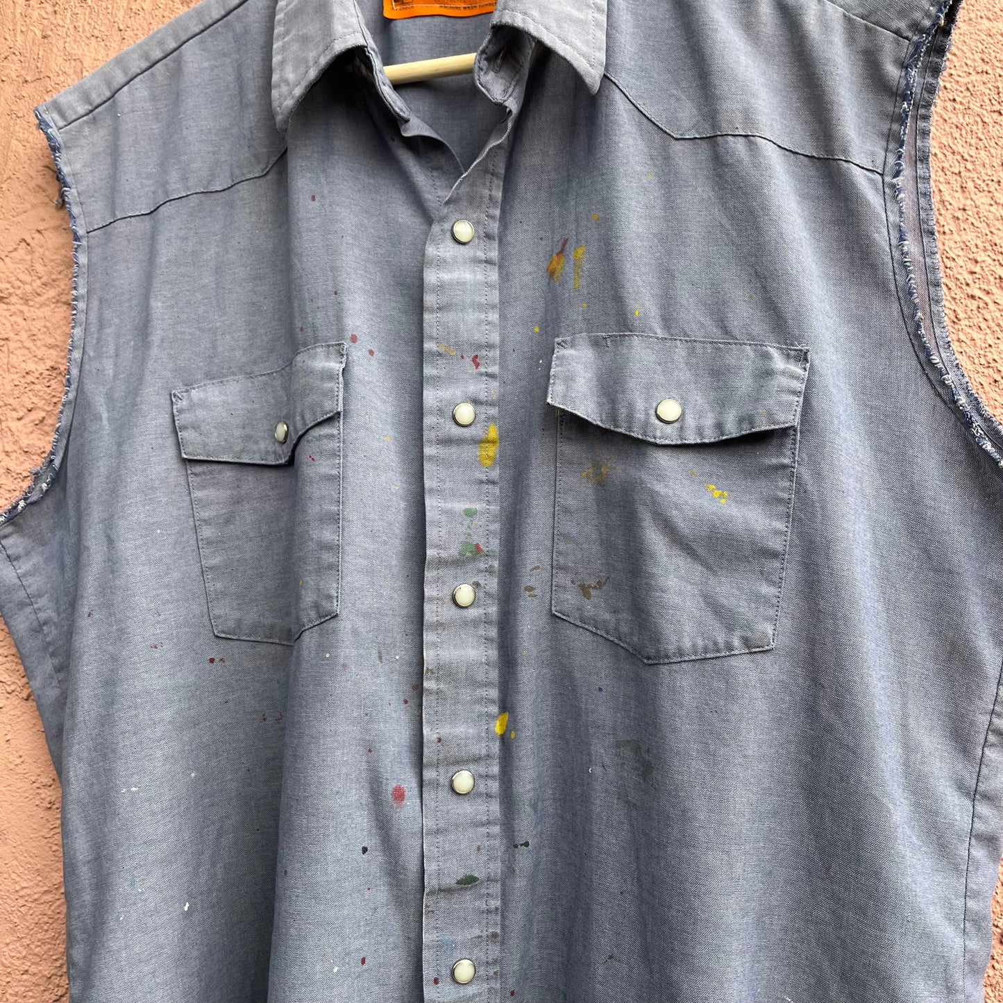 cut off red kap work shirt